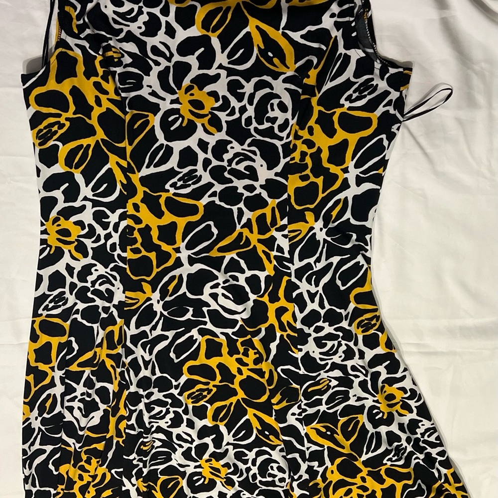 Danny & Nicole Strapless Dress with Yellow Pleated - Black, Yellow, White Floral